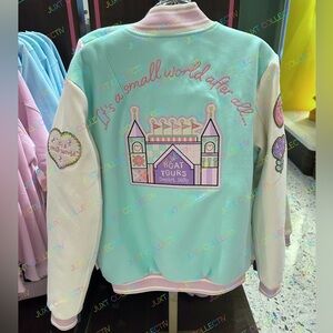 Disney Parks x Stoney Clover Lane it’s a small world Teal Bomber Varsity Jacket